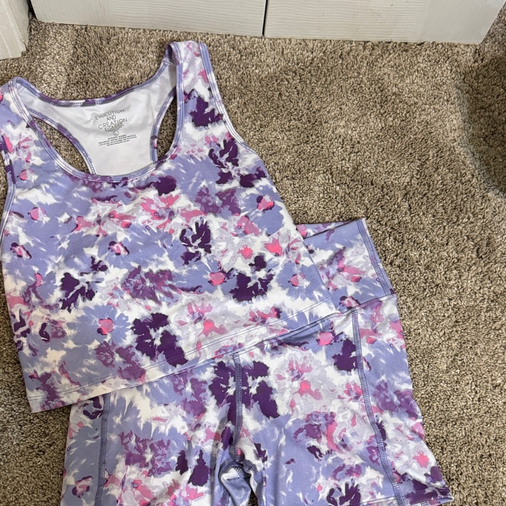 Evolution and Creation Purple and Pink Tank Top and Shorts